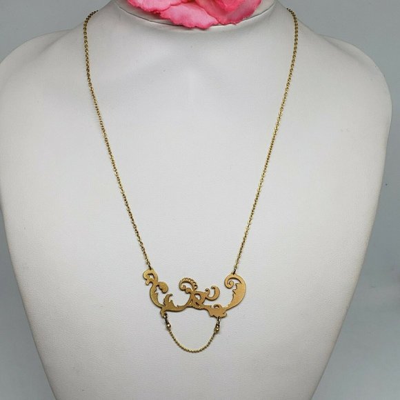 SALE! SHLOMIT OFIR Pendant Chain Necklace Gold Tone Layering Choker - Picture 8 of 12